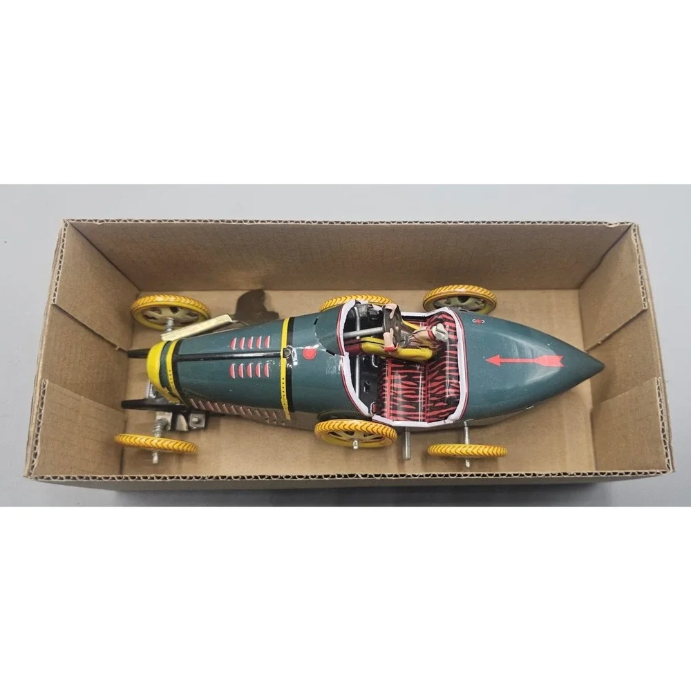 Bugatti T-35 Racer MS 453 Wind Up Tin Litho Toy Car with Box and Key Teal
